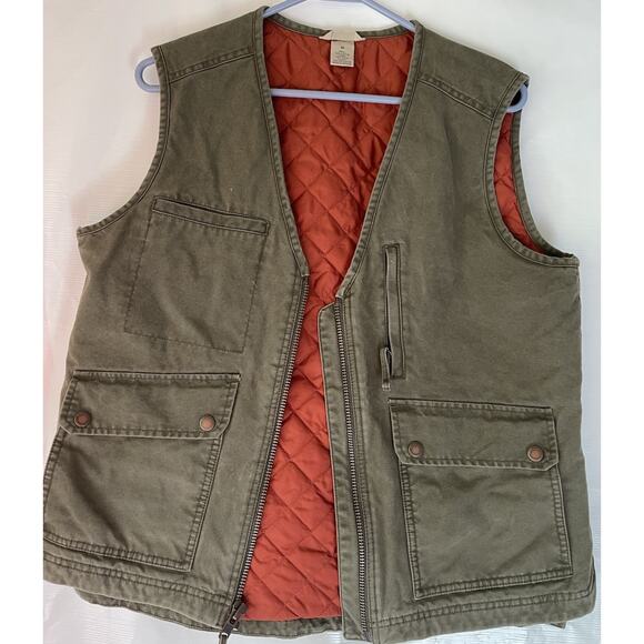 Duluth Trading co. Can Do Green Utility Vest Hiking Fishing Cargo Medium Canvas - Picture 2 of 7